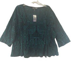 Lucy Diamonds NWT Women's Long Sleeve Pullover Top Green Size 5X